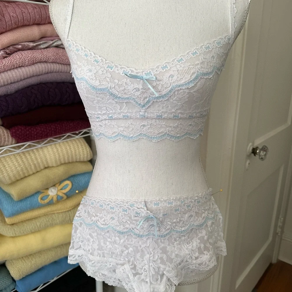 Hanky Panky Bridal Collection White Two Piece Set Small NEW - Picture 4 of 5